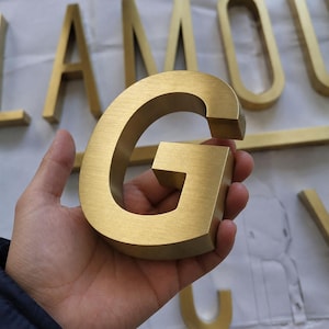 Letrero metálico personalizado con logotipo, letras 3D de acero inoxidable, letrero comercial cortado con láser, letrero de pared para recepción de oficina, señalización de metal cepillado. imagen 10