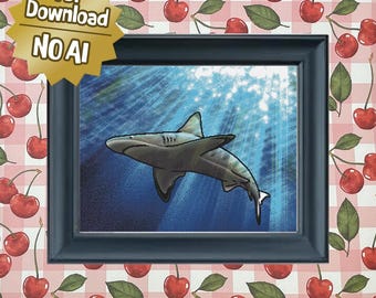 Shark - Large Sized Full Coverage Counted Cross Stitch Pattern - Intermediate Difficulty