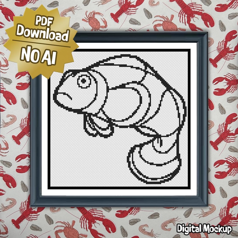 Confused Clownfish | Cross Stitch Colouring Book | Intermediate image 1
