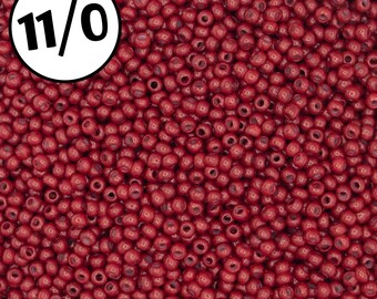 Glass 11/0 Rocaille Seed Beads | Red | Approx 60g