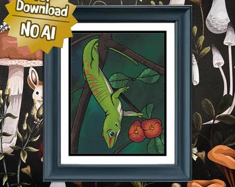 Green Gecko - Large Counted Cross Stitch Pattern, Intermediate Difficulty