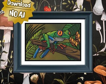 Tree Frog - Large Sized Counted Cross Stitch Pattern - Intermediate Difficulty
