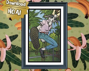 Greg the Goat - Large Sized Full Coverage Counted Cross Stitch Pattern, Intermediate Difficulty