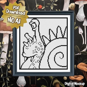 Evil Snail | Cross Stitch Colouring Book | Easy/Intermediate image 1