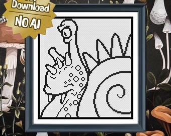 Evil Snail | Cross Stitch Colouring Book | Easy/Intermediate