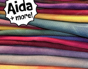 Hand Dyed Aida Grab Bag - Cross Stitch Fabric Various Sizes