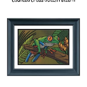 Tree Frog - Large Sized Counted Cross Stitch Pattern - Intermediate Difficulty image 2
