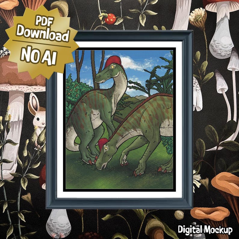 Dinosaurs - Jumbo Sized Full Coverage Counted Cross Stitch Pattern image 1