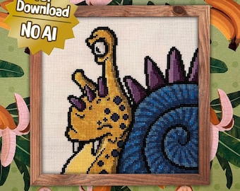 Evil Snail  | Small Sized Counted Cross Stitch Pattern | Easy/Intermediate