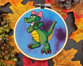 Happy Alligator | Small Sized Counted Cross Stitch Pattern | Beginner/Easy