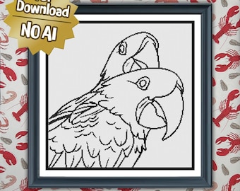 Hyacinth Macaws | Cross Stitch Colouring Book | Intermediate