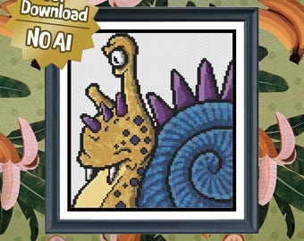 Evil Snail  | Small Sized Counted Cross Stitch Pattern | Easy/Intermediate