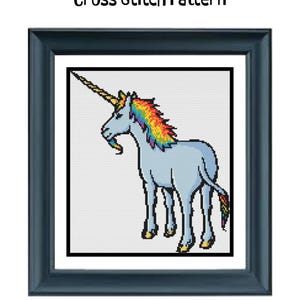 Licorne arc-en-ciel | Petit motif de point de croix compté | Débutant/Facile image 2