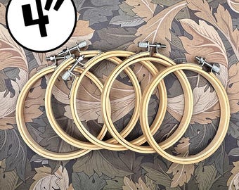 4-Inch Bamboo Embroidery Hoops  - Pack of 5
