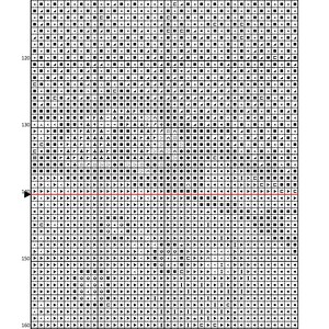 May include: A black and white cross stitch pattern chart titled Curiosities, featuring a grid with numbered axes from 240 to 280 and 120 to 160. The grid contains various geometric symbols in each square. Includes copyright text and page number 25.