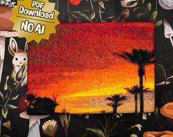 Orange Sunset - Medium Sized Counted Cross Stitch Pattern - Intermediate Difficulty