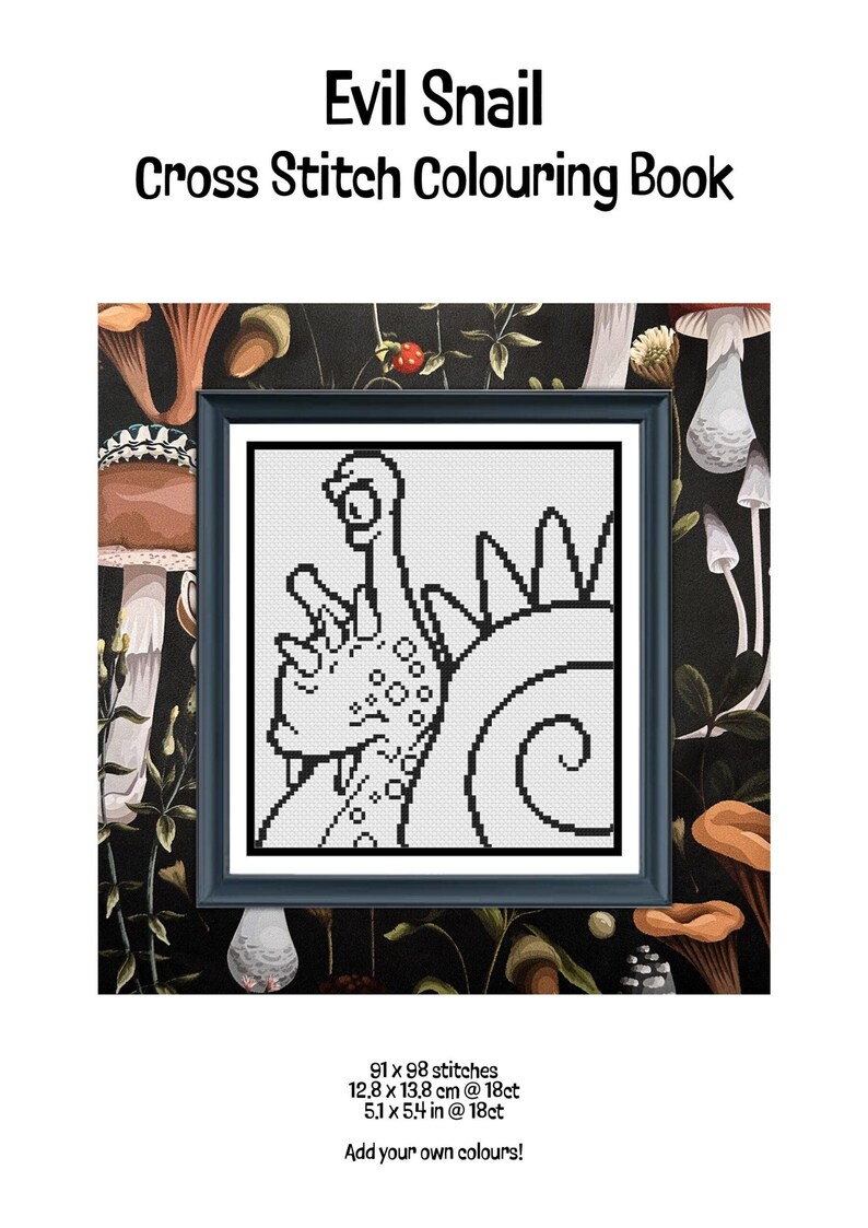 Evil Snail | Cross Stitch Colouring Book | Easy/Intermediate image 3