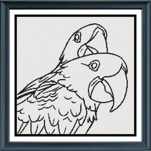 Hyacinth Macaws | Cross Stitch Colouring Book | Intermediate image 2