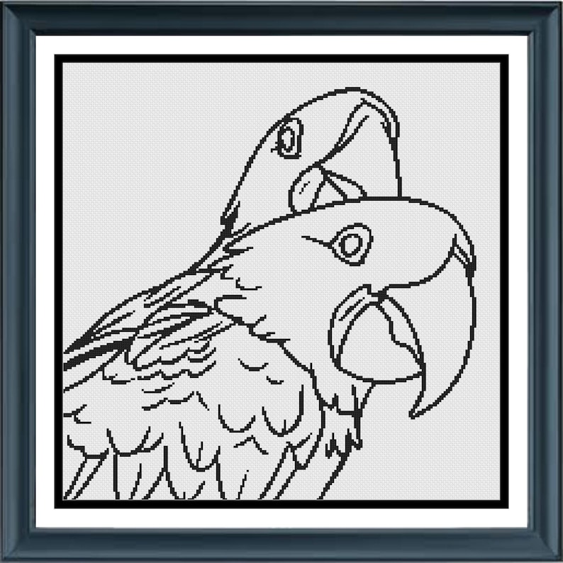 Hyacinth Macaws | Cross Stitch Colouring Book | Intermediate image 2