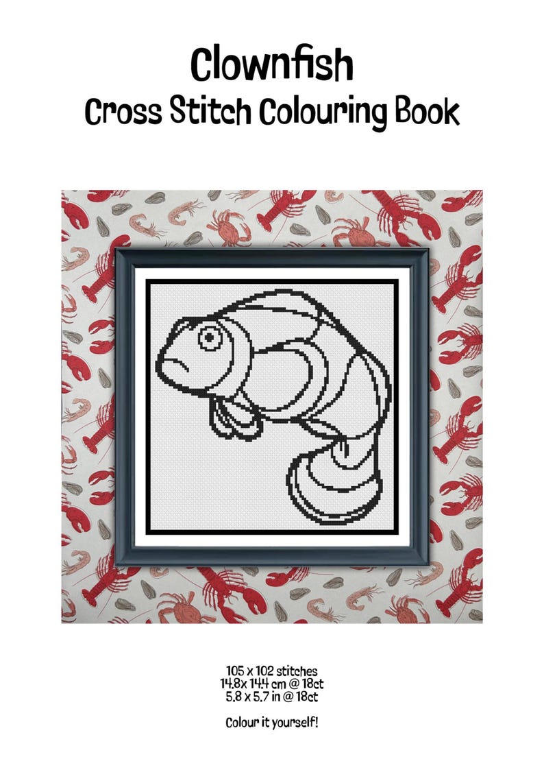 Confused Clownfish | Cross Stitch Colouring Book | Intermediate image 4