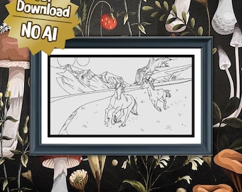 Celestial Horses | Cross Stitch Colouring Book | Advanced