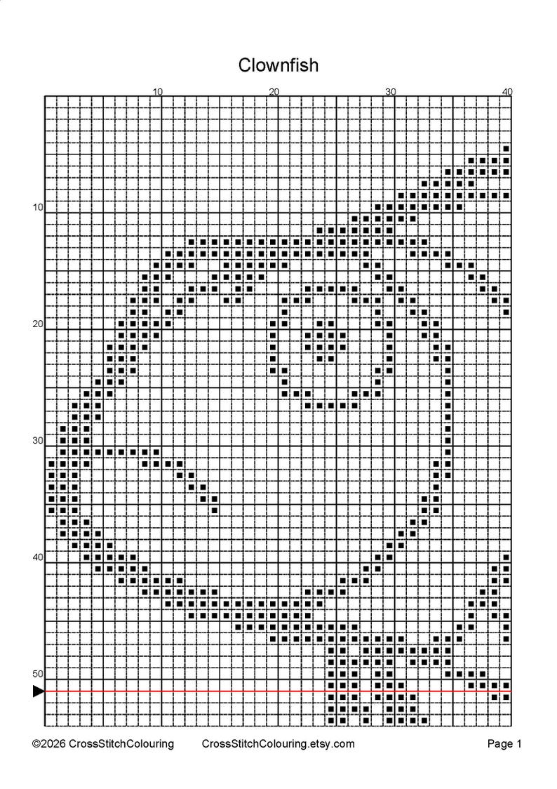 Confused Clownfish | Cross Stitch Colouring Book | Intermediate image 3