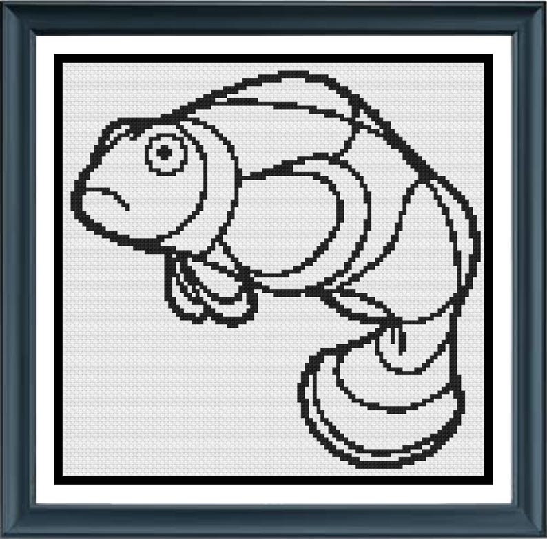 Confused Clownfish | Cross Stitch Colouring Book | Intermediate image 2