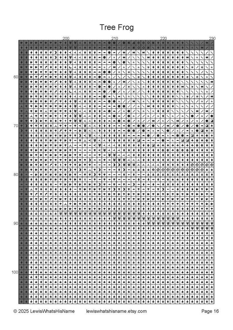 Tree Frog - Large Sized Counted Cross Stitch Pattern - Intermediate Difficulty image 3