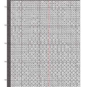 May include: A cross-stitch pattern chart with the title "Number 1312" at the top. The chart is a grid of symbols and numbers, with a red vertical line. The Etsy shop name and copyright are at the bottom.
