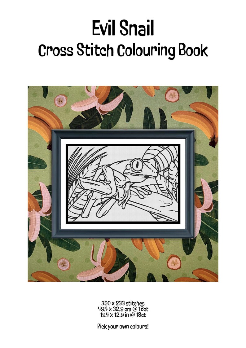 Tree Frog | Cross Stitch Colouring Book | Intermediate/Advanced image 2