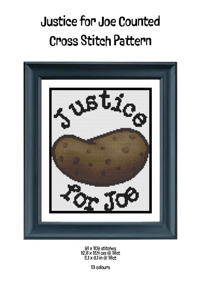 Justice for Joe | Small Sized Counted Cross Stitch Pattern | Easy/Intermediate image 3