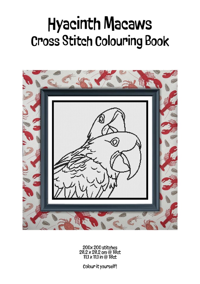 Hyacinth Macaws | Cross Stitch Colouring Book | Intermediate image 4