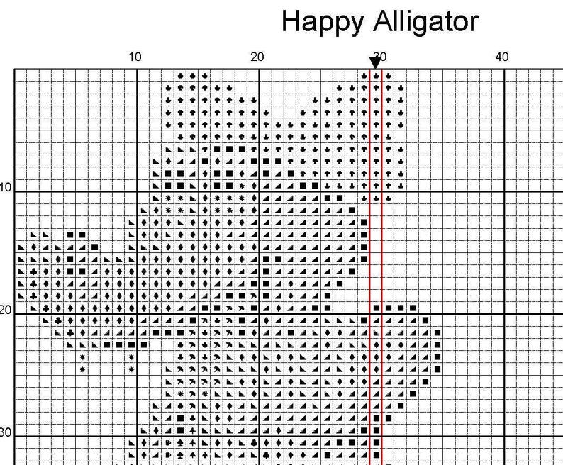 Happy Alligator | Small Sized Counted Cross Stitch Pattern | Beginner/Easy image 4