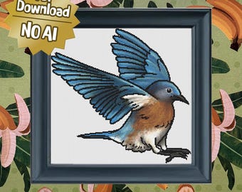 Bluebird - Medium Sized Counted Cross Stitch Pattern - Intermediate Difficulty