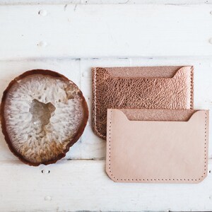 LEATHER Card Case. Credit Card Case. Metallic Leather Wallet. Card Holder. Leather Wallet. Rose Gold Wallet image 6