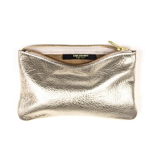 Cartera de piel dorada MAE. Cartera de piel color champán. Cartera de piel dorada. Cartera pequeña de piel. Cartera de boda dorada imagen 2