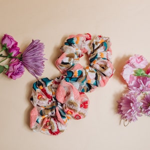 Embroidered Floral Scrunchie. Sheer Scrunchie image 3