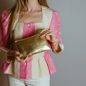 MAE Gold Leather Clutch. Metallic Leather Pouch. Gold Leather Wallet. Small Metallic Clutch. Bridesmaid Clutch image 2