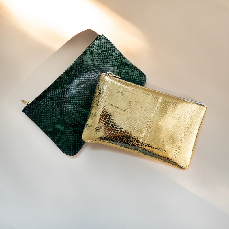 MAE Gold Leather Clutch. Metallic Leather Pouch. Gold Leather Wallet. Small Metallic Clutch. Bridesmaid Clutch image 5
