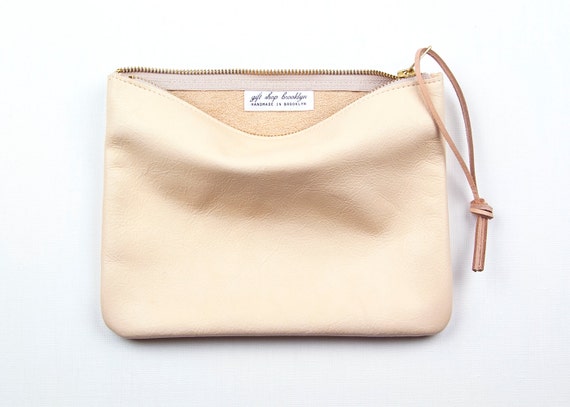 Items similar to JANE Leather Pouch in Parchment. Natural Leather ...