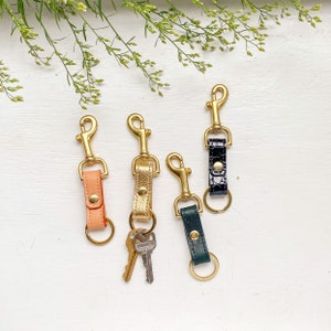 LEATHER Key Fob. Leather Key Chain with Hook. Leather Keychain. Leather Key Holder image 1