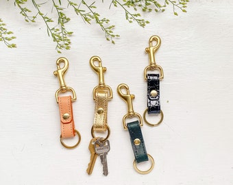 LEATHER Key Fob. Leather Key Chain with Hook. Leather Keychain. Leather Key Holder