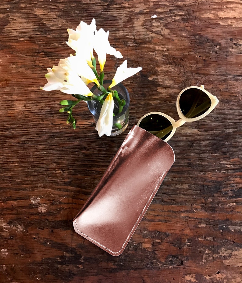 Leather Glasses Case. Leather case for Sunglasses. Metallic Leather Case for Glasses image 2