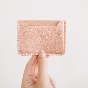 LEATHER Card Case. Credit Card Case. Metallic Leather Wallet. Card Holder. Leather Wallet. Rose Gold Wallet rose gold