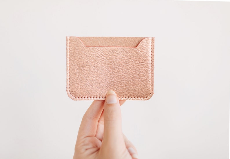 LEATHER Card Case. Credit Card Case. Metallic Leather Wallet. Card Holder. Leather Wallet. Rose Gold Wallet rose gold