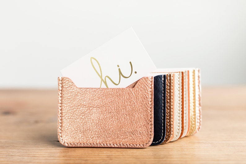 LEATHER Card Case. Credit Card Case. Metallic Leather Wallet. Card Holder. Leather Wallet. Rose Gold Wallet image 7