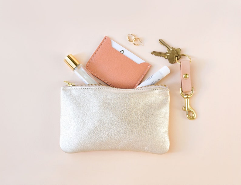 MAE Gold Leather Clutch. Metallic Leather Pouch. Gold Leather Wallet. Small Metallic Clutch. Bridesmaid Clutch image 8