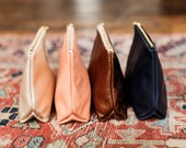 REBECCA Rose gold makeup bag. Rose Gold Leather Clutch. Leather Makeup Bag. Leather Pouch. Leather Make up Bag. Leather Cosmetic Bag.