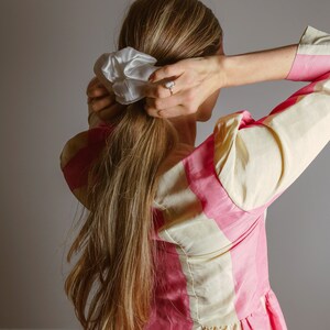 Pure Silk Scrunchie Ivory. Hair Scrunchie. Silk Hair Tie. Hair Elastic. Hair Ties. Hair Accessories. image 2