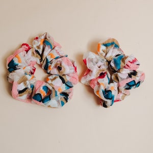 Embroidered Floral Scrunchie. Sheer Scrunchie image 4